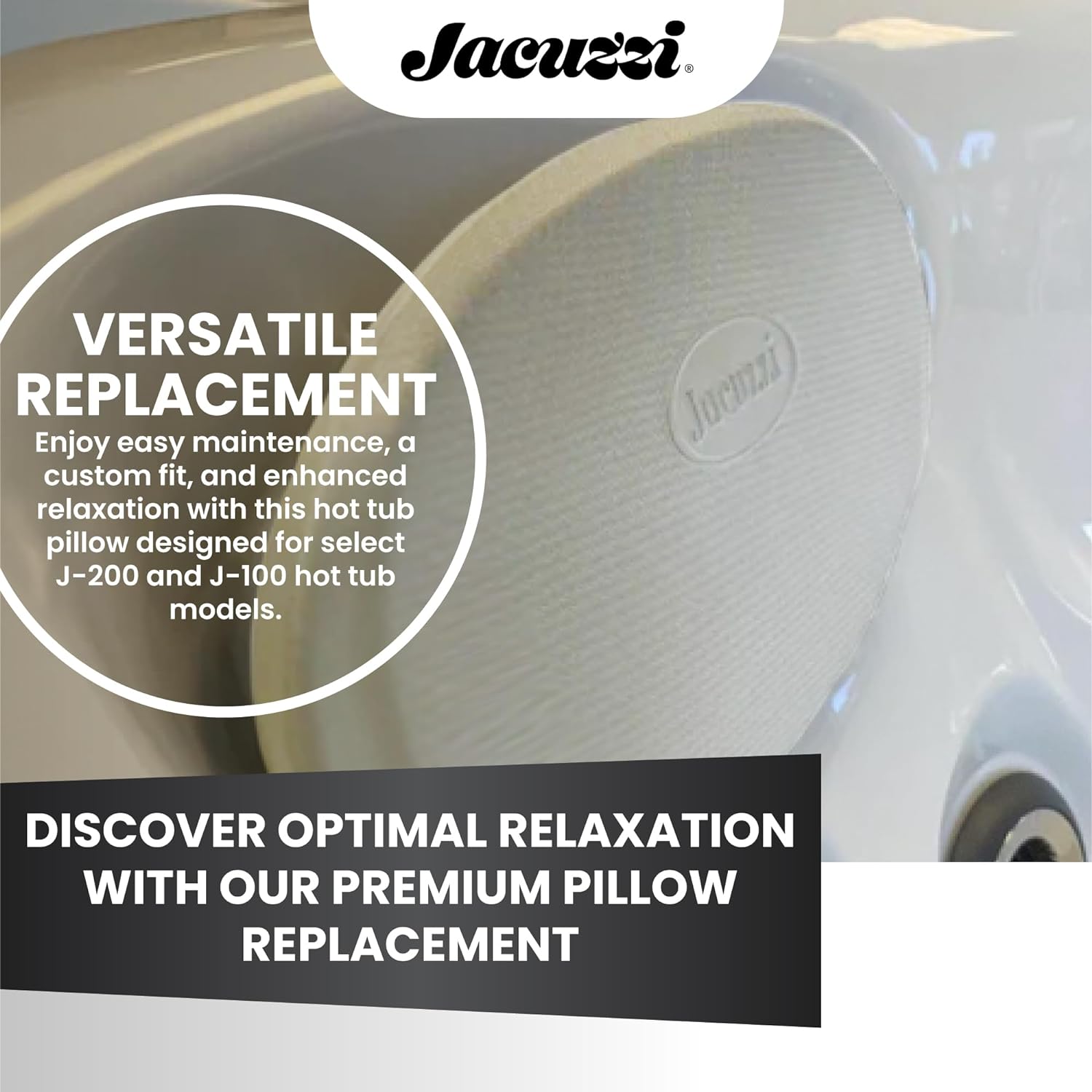 Jacuzzi® J‑200 Spa Pillow (Silver Grey) – Oval Snap‑In Headrest (J‑200 Series 2008– ) – part #2472‑828