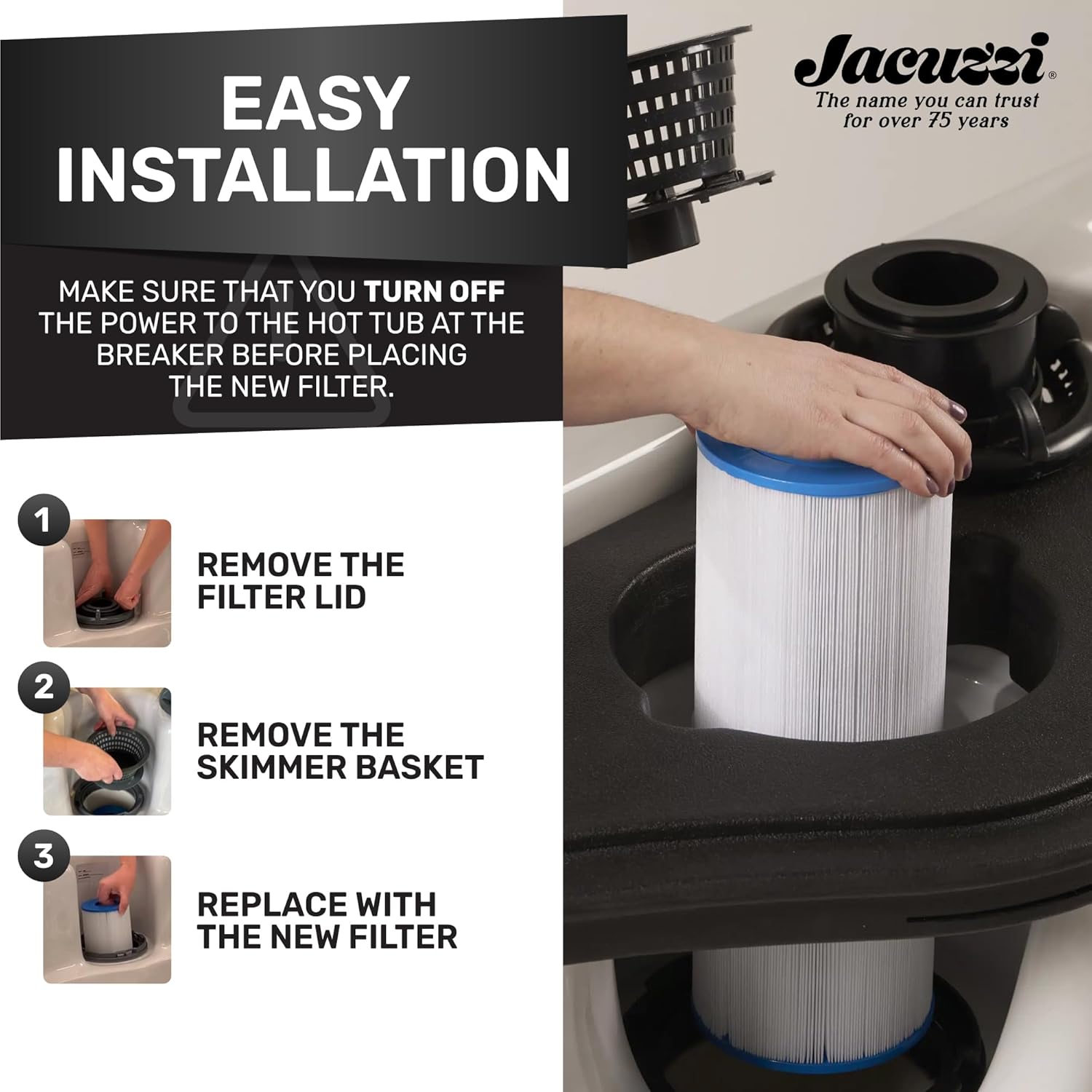 Jacuzzi® ProClear® 95 Sq Ft Filter Cartridge – Threaded HydroFilter for J‑200 Series (J‑230/J‑270/J‑280 – 2007+) – part #2540‑381J