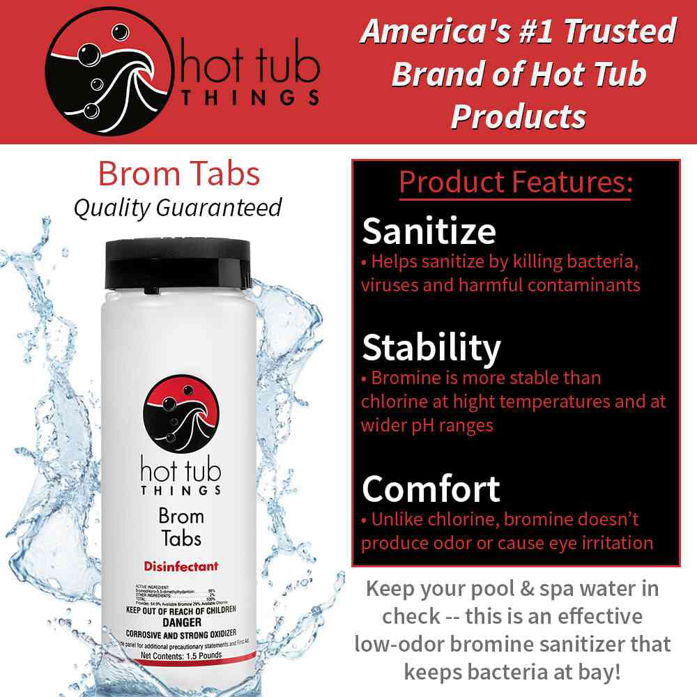 Hot Tub Things® Bromine Tablets for Spas – 1.5 lb, Low-Odor Sanitizer