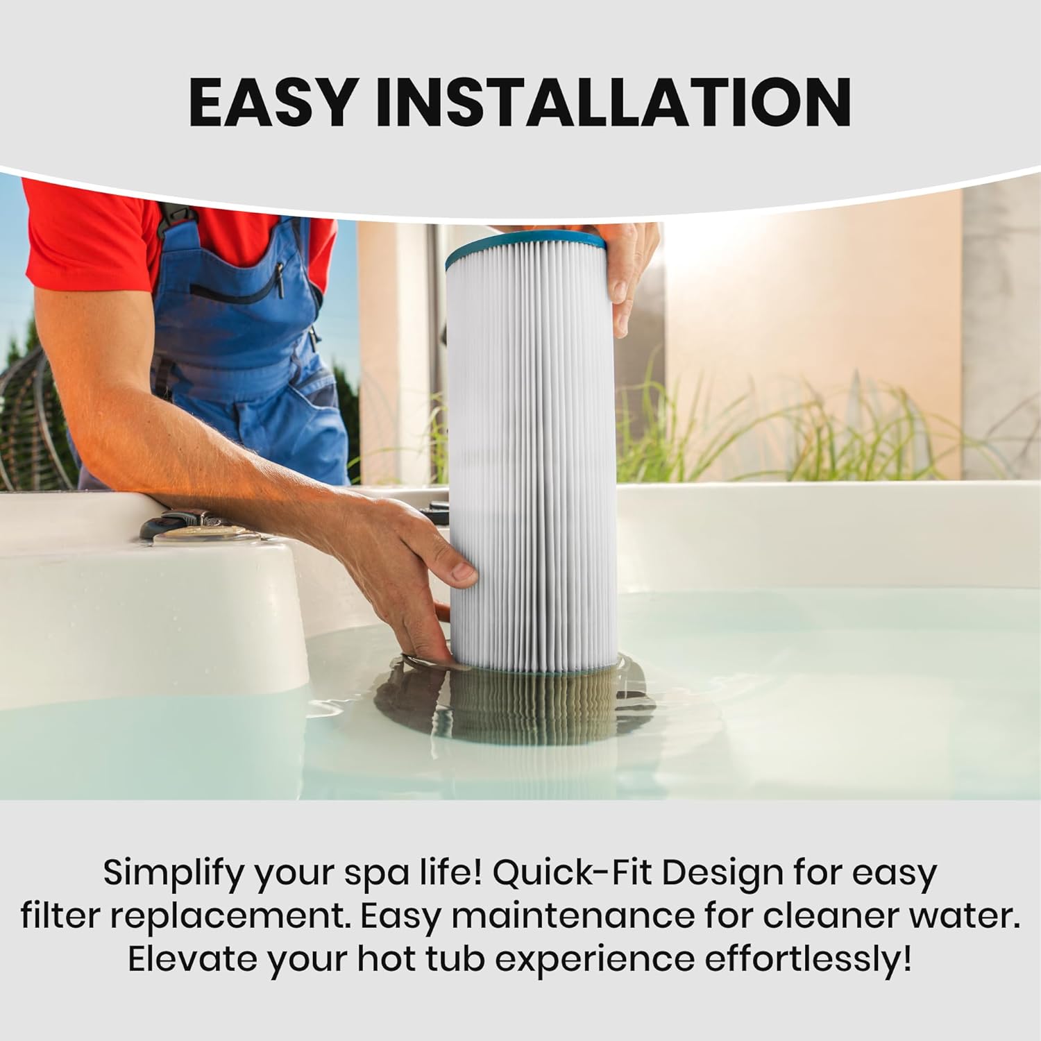 Jacuzzi® ProClear® 60 Sq Ft Filter Cartridge – 15.45″ HydroFilter with Twist‑Off Cap (2002+ J‑300/J‑400/J‑500/LX) – part #6000‑383AJ