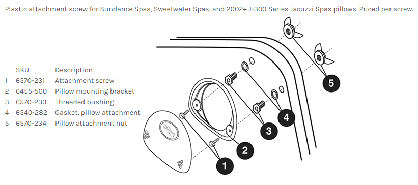 Soporte de montaje para almohada Sundance® – Ajuste universal para modelos selectos – pieza n.° 6455‑500 