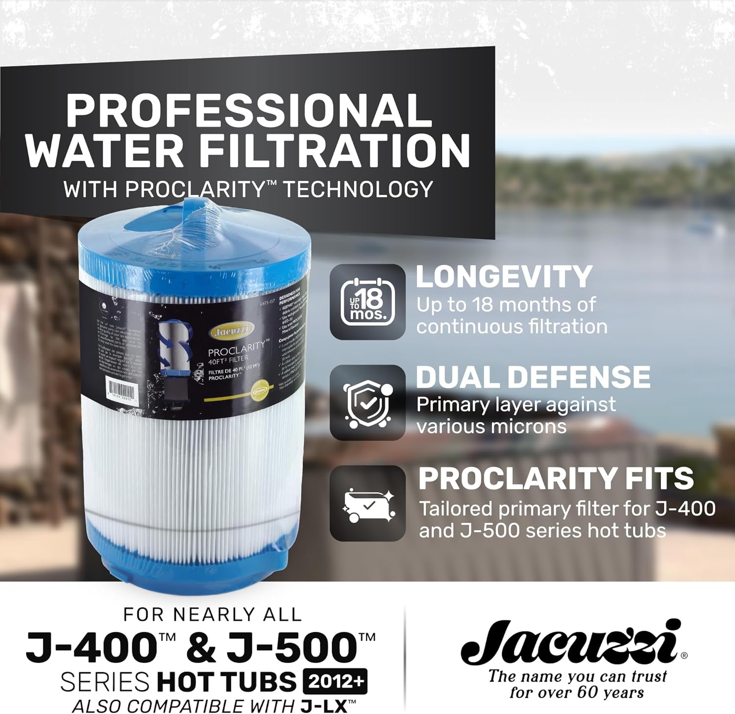 Jacuzzi® PROCLARITY® 40 Sq Ft Primary Filter Cartridge – Washable