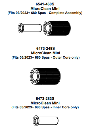 Filtro interior Sundance® 680 MicroClean Mini – Cartucho interior MicroClean Mini – pieza n.° 6473‑283S 