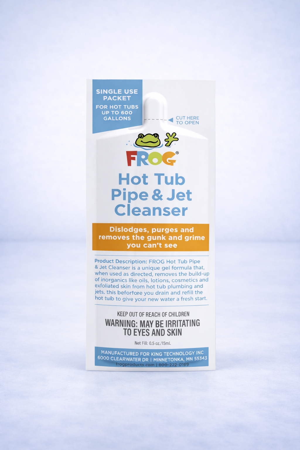 Limpiador de tuberías y chorros para jacuzzis FROG® – Paquete de un solo uso (jacuzzis de hasta 600 galones) – pieza n.° 01-14-6178 