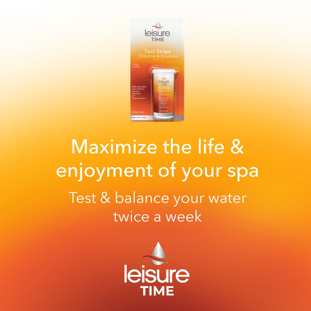 Leisure Time® Chlorine & Bromine Test Strips – 4‑in‑1 Spa Water Test Kit (50 Strips)