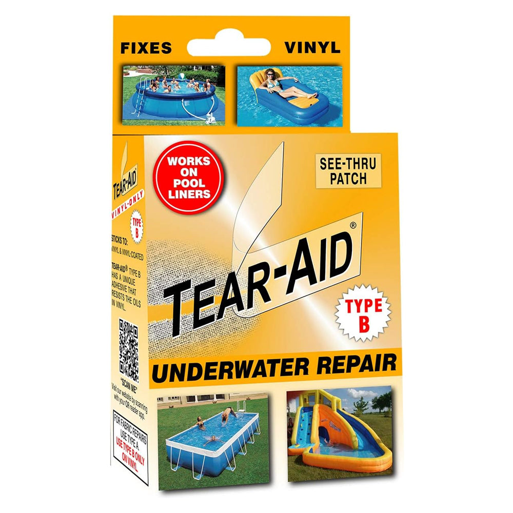 TEAR-AID Type B Underwater Repair Patch applied to a spa cover