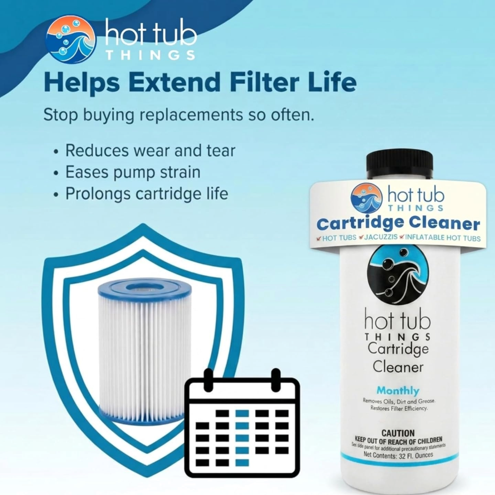 Hot Tub Things® Cartridge Cleaner – Professional Filter Cleaning Solution (32 fl oz)
