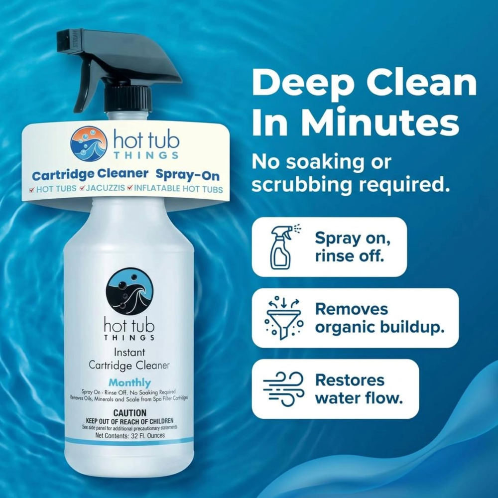 Hot Tub Things™ Instant Cartridge Cleaner - Professional Spray-On Filter Cleaner (32 fl oz)