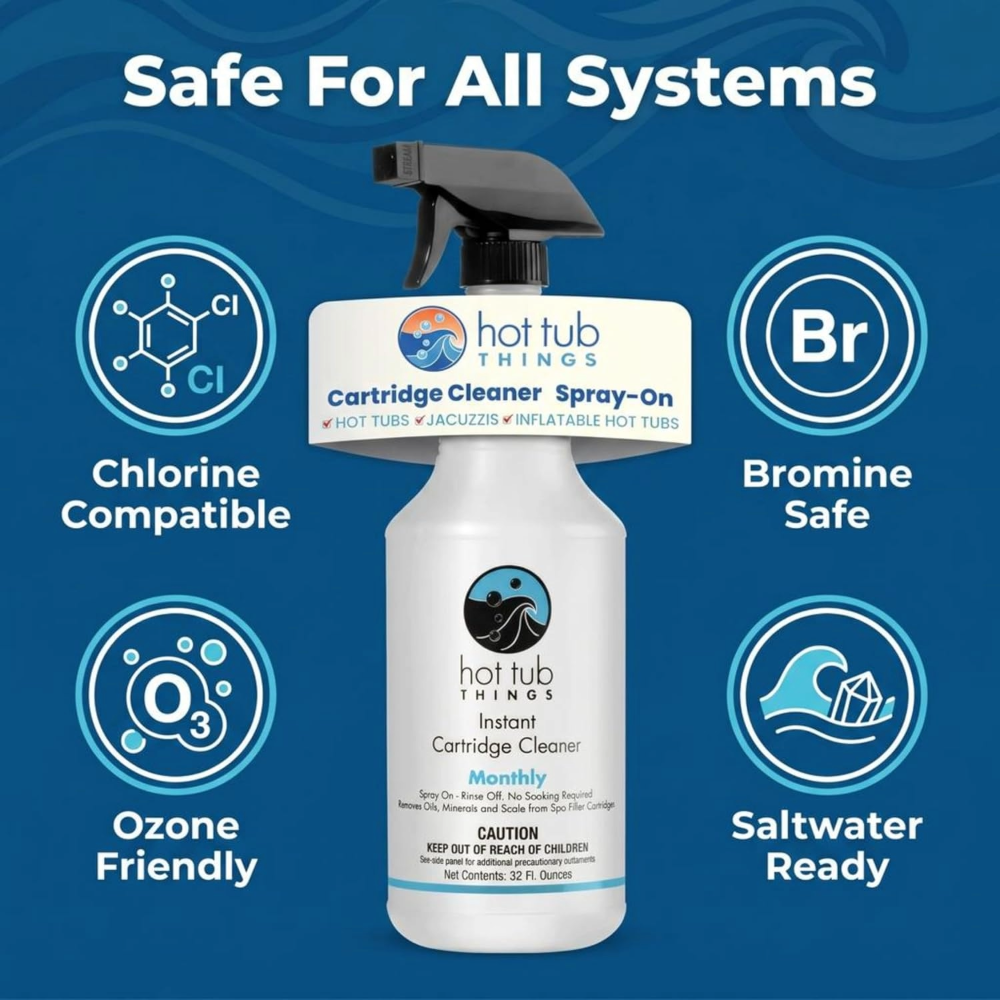 Hot Tub Things™ Instant Cartridge Cleaner - Professional Spray-On Filter Cleaner (32 fl oz)