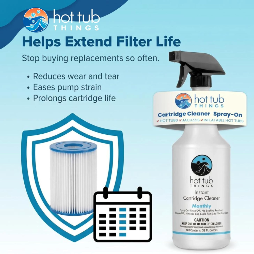 Hot Tub Things™ Instant Cartridge Cleaner - Professional Spray-On Filter Cleaner (32 fl oz)