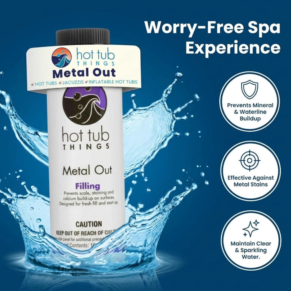 Hot Tub Things® Metal Out (16 fl oz) – Spa & Hot Tub Stain & Scale Preventer