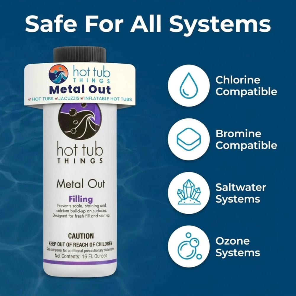 Hot Tub Things® Metal Out (16 fl oz) – Spa & Hot Tub Stain & Scale Preventer