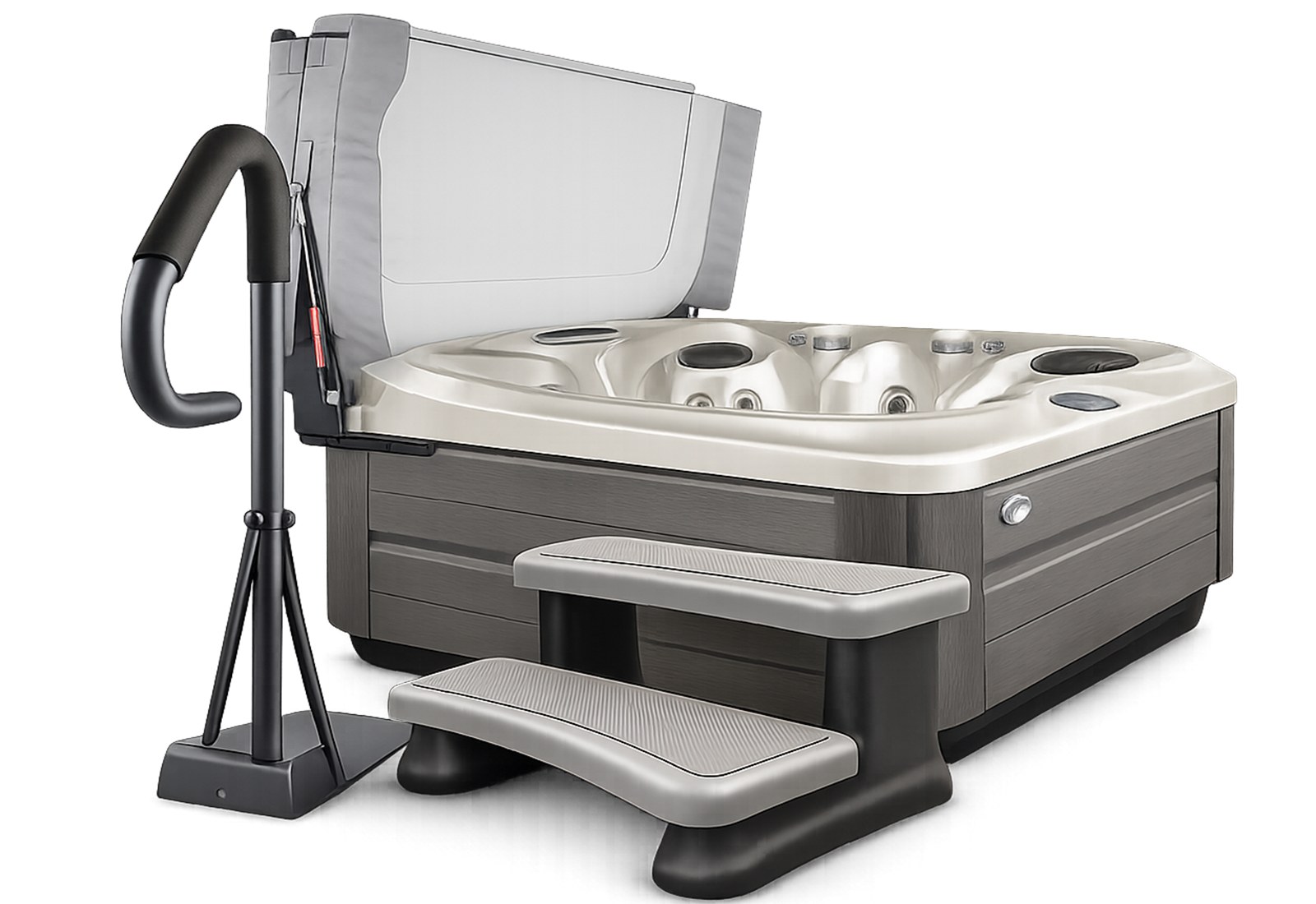 Leisure Concepts cover lifter, spa step and handrail accessories