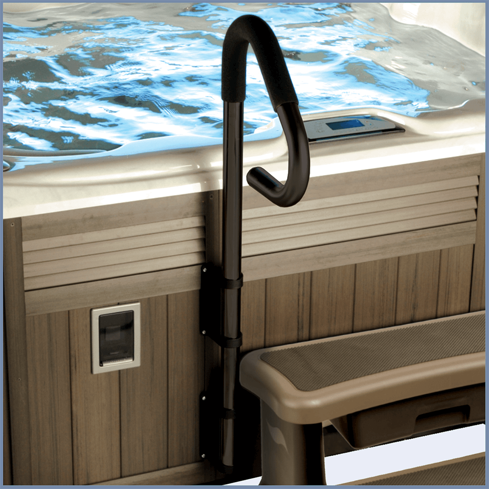Leisure Concepts® Safe-T Rail – Spa Safety Handrail with Slip-Free Grip – part #STR-BLK