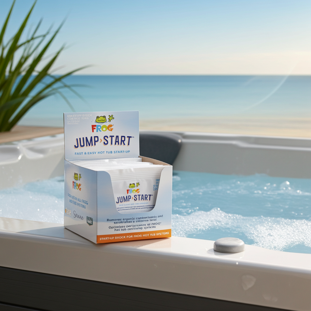 FROG Jump Start para jacuzzis: tratamiento de choque con cloro que elimina contaminantes orgánicos y estabiliza el nivel de cloro. Instalación y tratamiento de jacuzzis (paquete de 12)