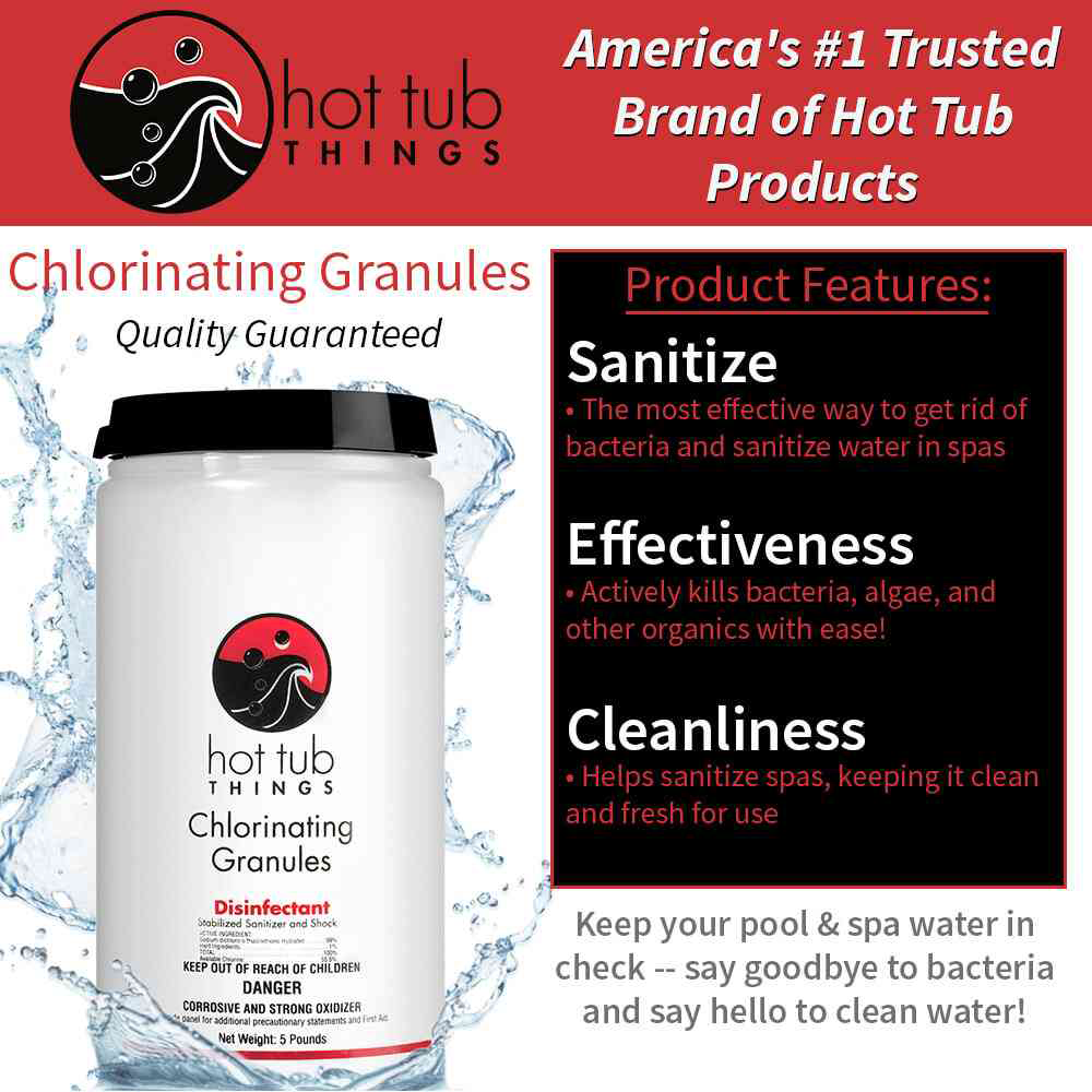 Gránulos clorantes Hot Tub Things®: desinfectante para spas y jacuzzis (1 lb / 2 lb / 5 lb) 